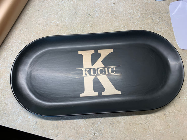 Oval Serving Tray - Black - Personalized